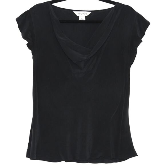 Vintage Allison Taylor 100% Silk Cowl Neck Top Black Size XL - Picture 3 of 5